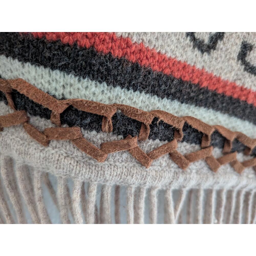 NWT Double D Ranch Lambs Wool Skirt Sz M Fringe Leather Trim Western Deer Rare - Picture 8 of 8